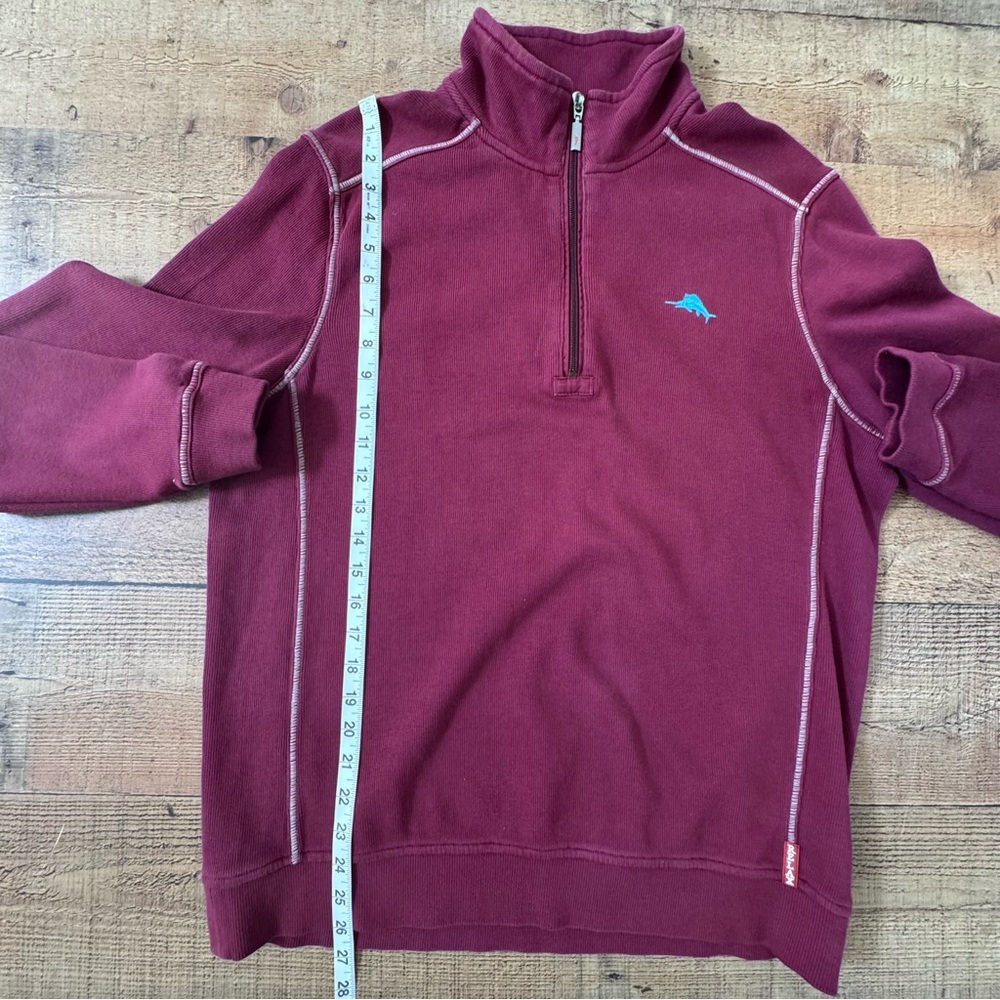TOMMY BAHAMA RELAX 1/4 Zip 100% Cotton Sweatshirt Small Burgundy Merlot Color - Picture 9 of 9